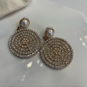 Gold with Pearl and Rhinestone Earrings